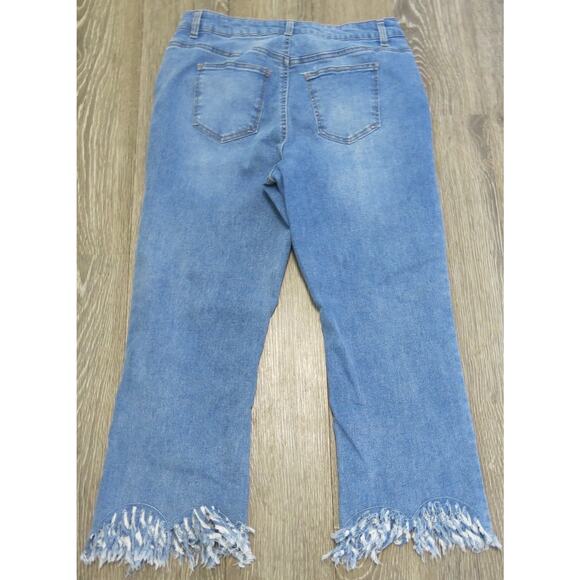 Est 1946 Denim Jeans Embroidered Beads Size 12 Women Highrise Fringe Boho Blue - Picture 5 of 12